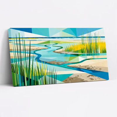 «Abstract River Landscape», ensemble de 1 reproduction d'art sur toile tendue