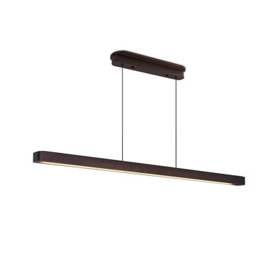Luminaire suspendu linéaire moderne de 51 pouces à finition noyer - Luminaire suspendu réglable pour salle à manger et îlot de cuisine