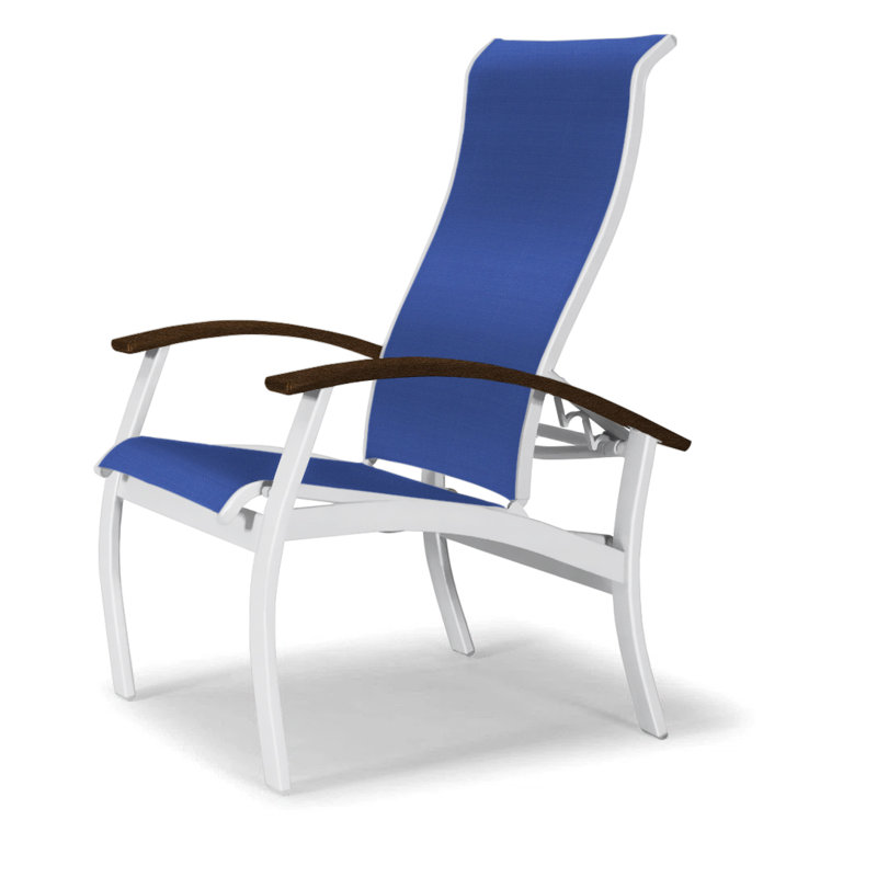 Chaise de patio Askar, Atlantis bleu royal Sunbrella®, Kona, Blanc brillant