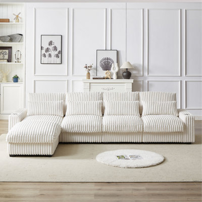 126" L-shaped Sofa With Cup Holders & Usb Charging