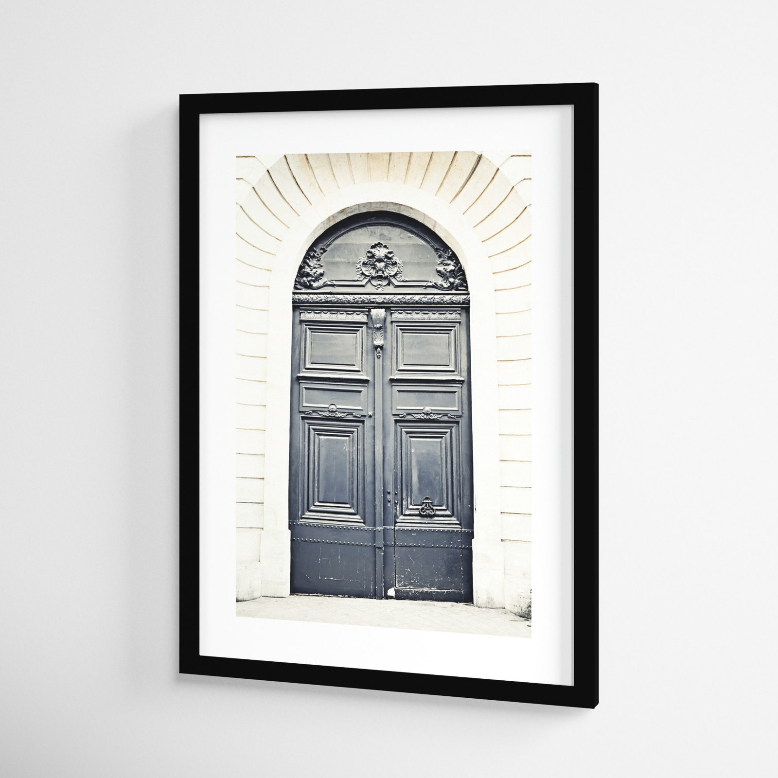 Black Paris Door Photo Print, Black, 26" H x 19" W