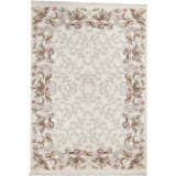 Hand-Knotted High-Quality Ivory and Ivory Square Area Rug