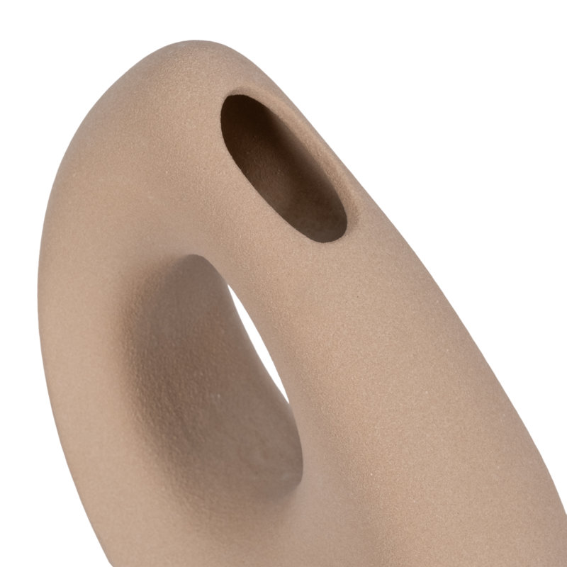 Decorative Vase Stoneware Ceramic Modern Sculptural Accent with Circular Open Center and Contemporary Artistic Silhouette for Glam Inspired Design Displays and Modern Style Arrangements