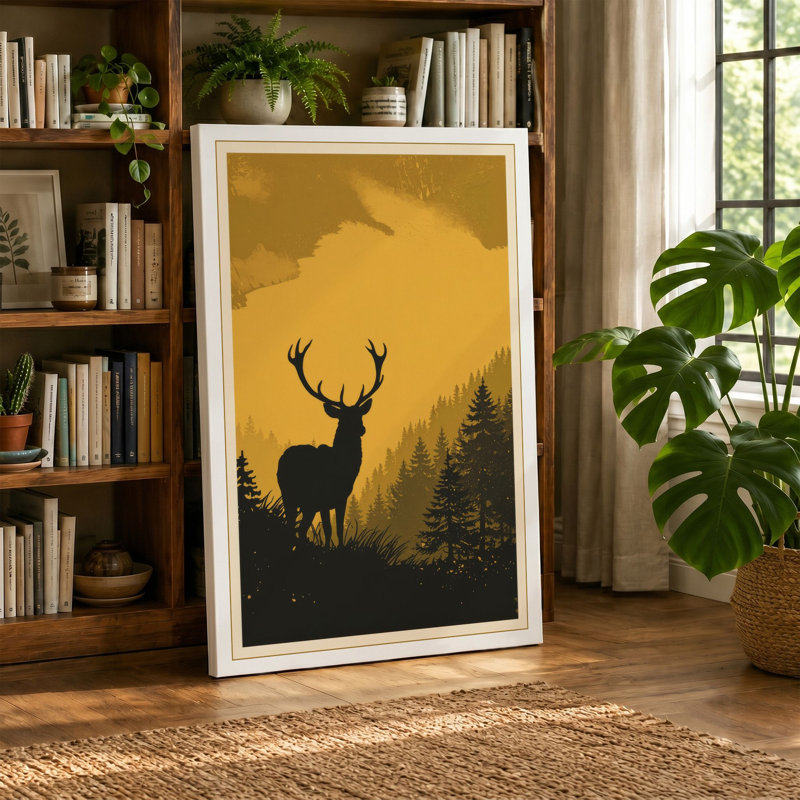 Deer in Golden Light Rustic - Wrapped Canvas, 18x12 - 45.7 x 30.5 cm, Terracotta Border