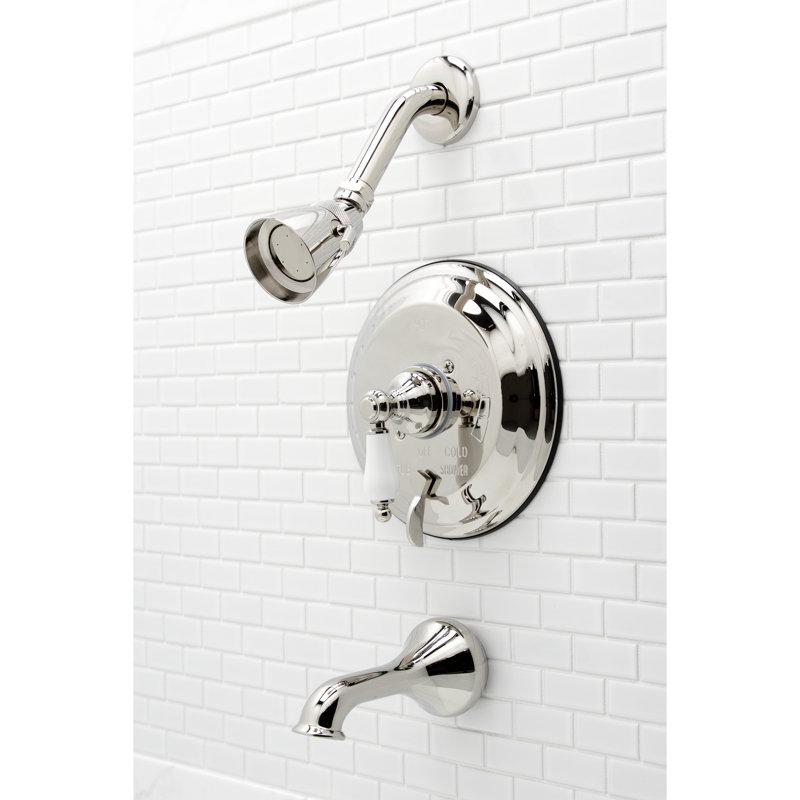 Kingston Brass Restoration Single-Handle Pressure Balanced Tub and Shower Faucet, Polished Nickel