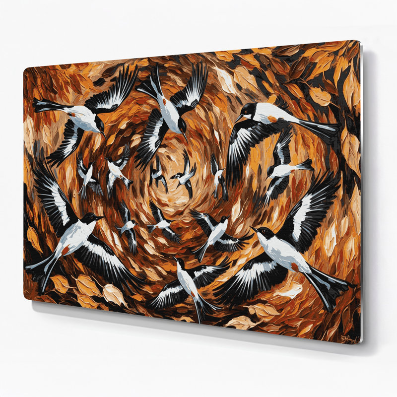 Art mural oiseaux en métal noir, H 12 po x l 18 po
