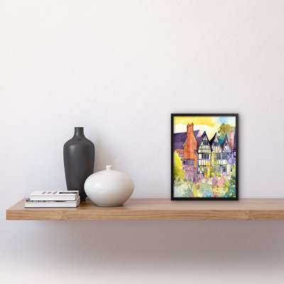 Sunrise Over Tudor Houses And Spring Blossoms - Single Picture Frame Print