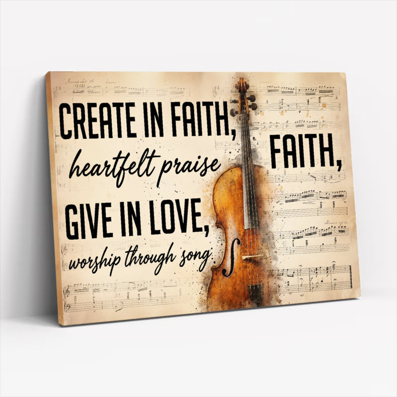 Ensemble de 1 tableau sur toile avec inscription musicale, 28"H x 40"W, Toile tendue