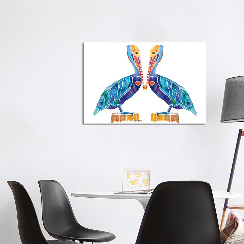 Pelican Seashore by Jo Lynch - Painting on Canvas, Wrapped Canvas, 101.6 cm H x 66.04 cm W x 1.91 cm D