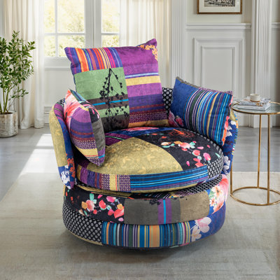 Velvet Swivel Barrel Chair