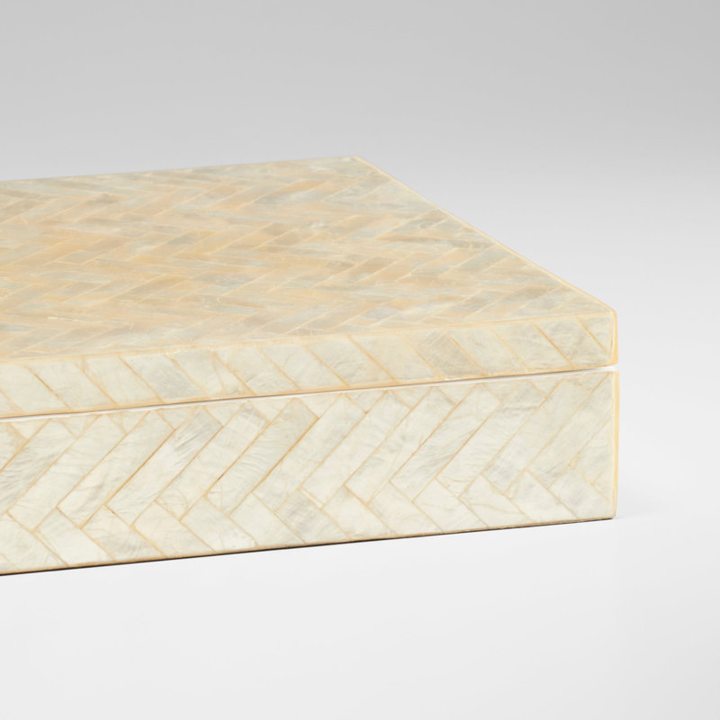 Triton Decorative Box, Pearl, 3.25" H x 16.25" W x 12.25" D