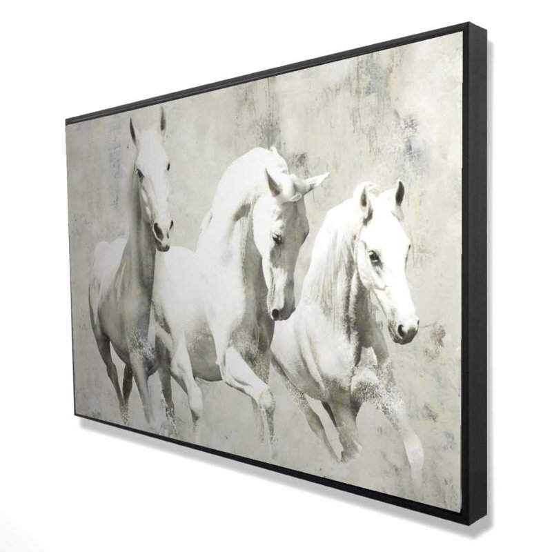 Trois chevaux qui courent - Art sur toile encadré