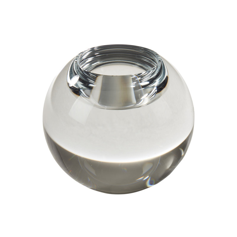Porte-bougie sphérique en cristal transparent, Clair