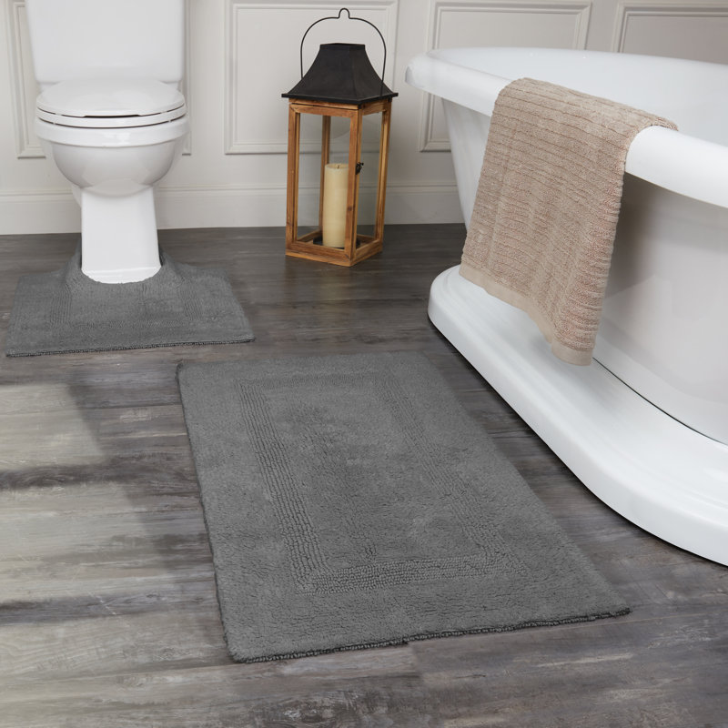 Edilio Cotton Bath Rug, Gray