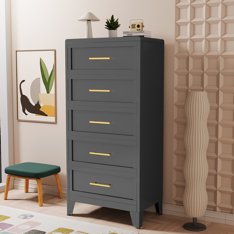 Metal Black 2 Drawer Nightstand, Black