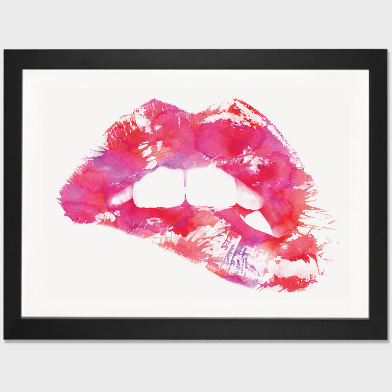 « Lippss », reproduction d'impression, H 16 po x l 24 po x P 1 po, Cadre noir