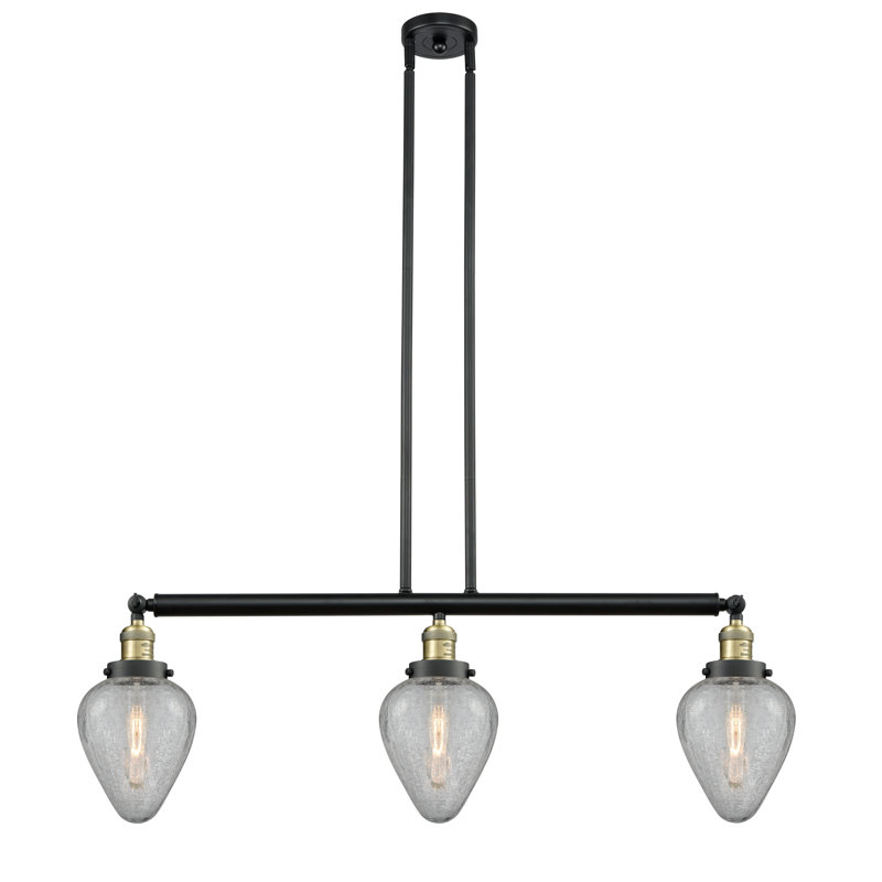 Luminaire suspendu pour îlot de cuisine 3 lumières Shauna, Laiton antique noir