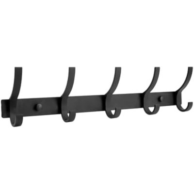 Coat Rack Wall Mount, Coat Hook Wall Mount, Wall Hooks for Hanging, Hat Rack for Walls, Coats Hanger with 10 Hook, Towel Hooks for Bathrooms (1 Pack, Black)