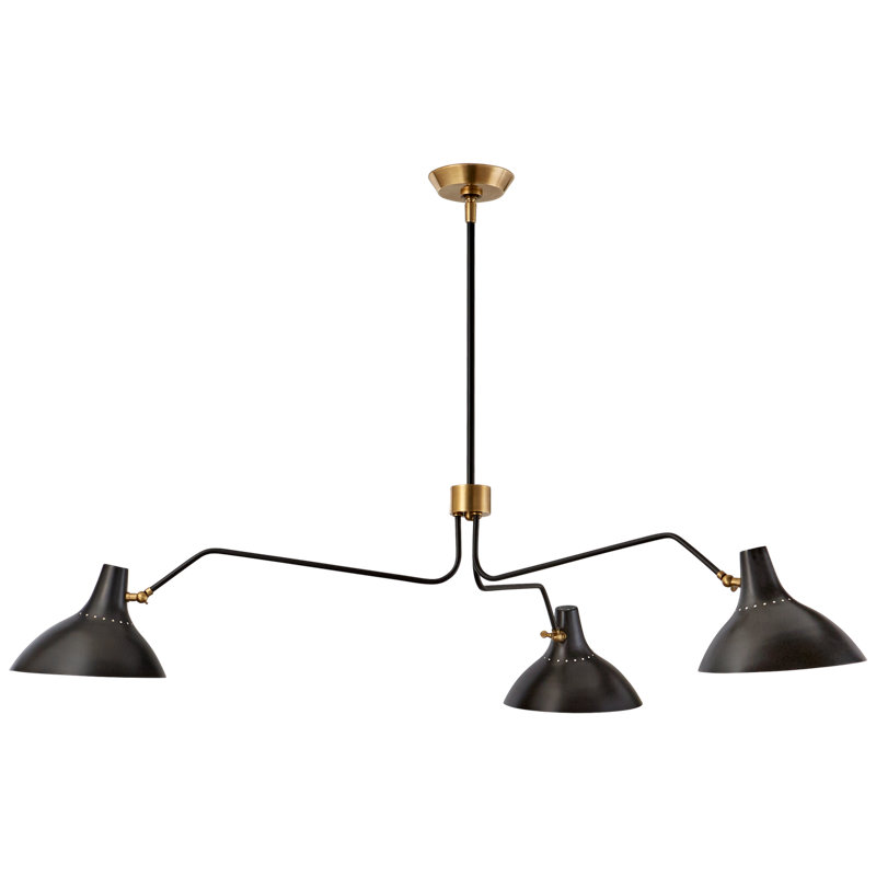 Aerin Charlton Triple Arm Chandelier, Black, 11.25" H x 55.25" W x 55.25" D