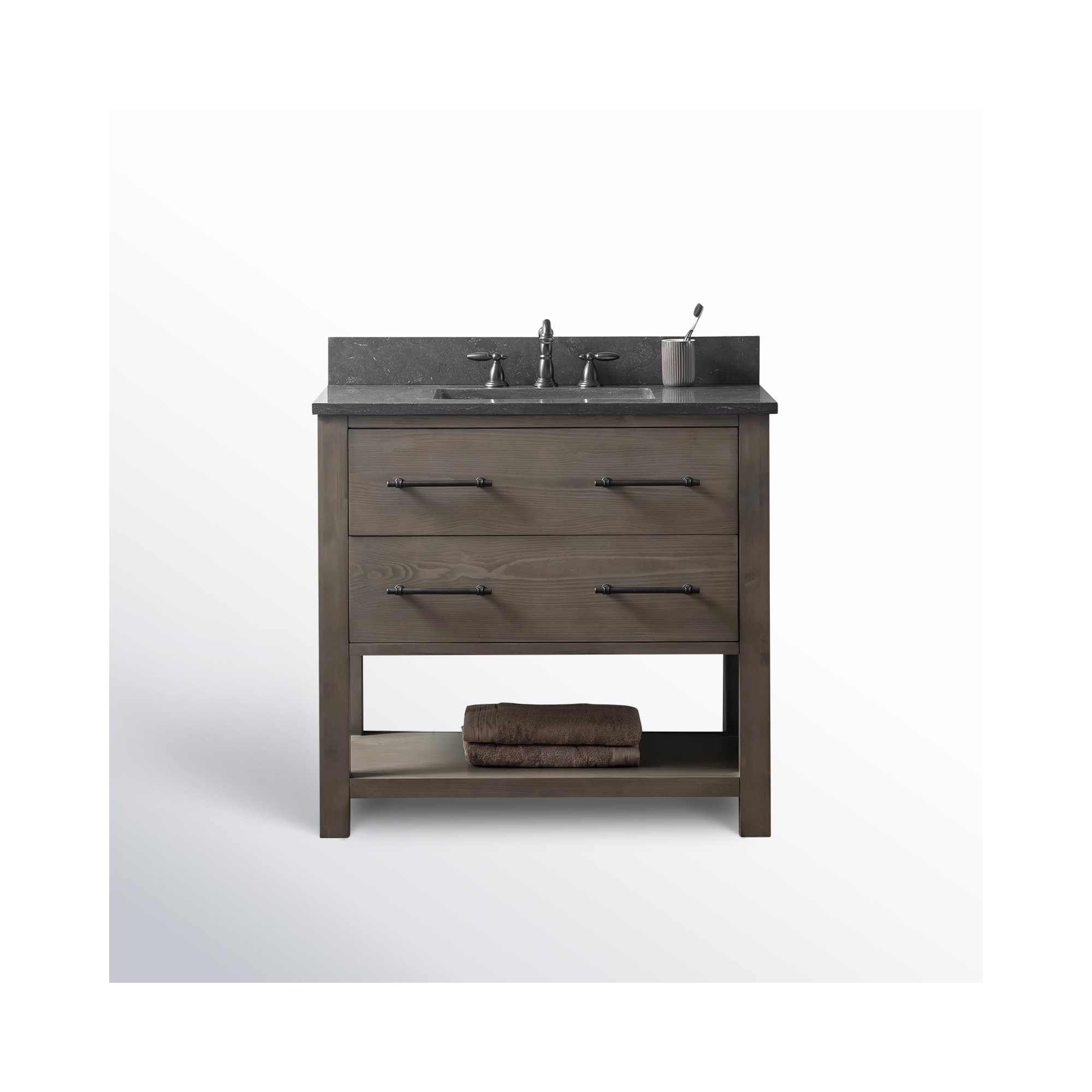 Keri 36" Single Bathroom Vanity Set, Smoke Gray/Matte Black