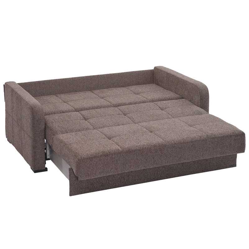 Twin 73'' Upholstered Convertible Sofa, Brown Chenille