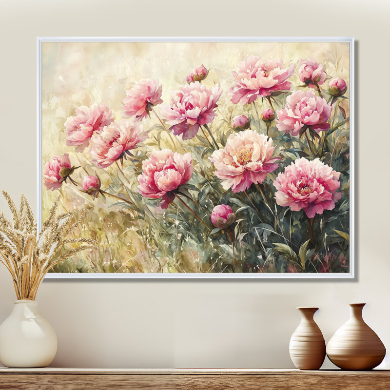 Marsha - Floral Oversized Canvas Prints, Floater Framed Print, 16" H x 32" W, White