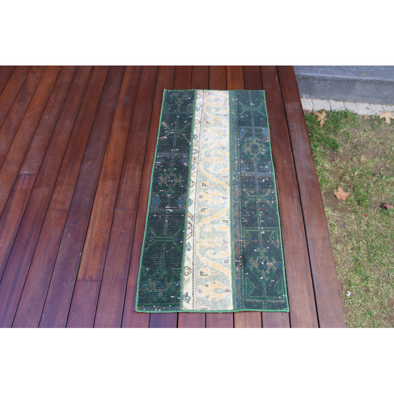 Handcrafted Traditional Green Turkish Rug Ideal for Home and Office Spaces