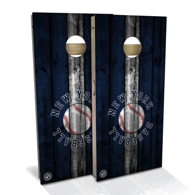 New York Baseball Cornhole Board Set | Includes (2) Boards, (8) Bags & Optional Accessories