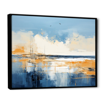 «Blue and Yellow Seaside Simplicity II», art mural minimaliste côtier