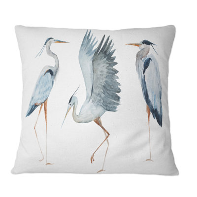 Heron Birds II - Traditional Printed Pillow