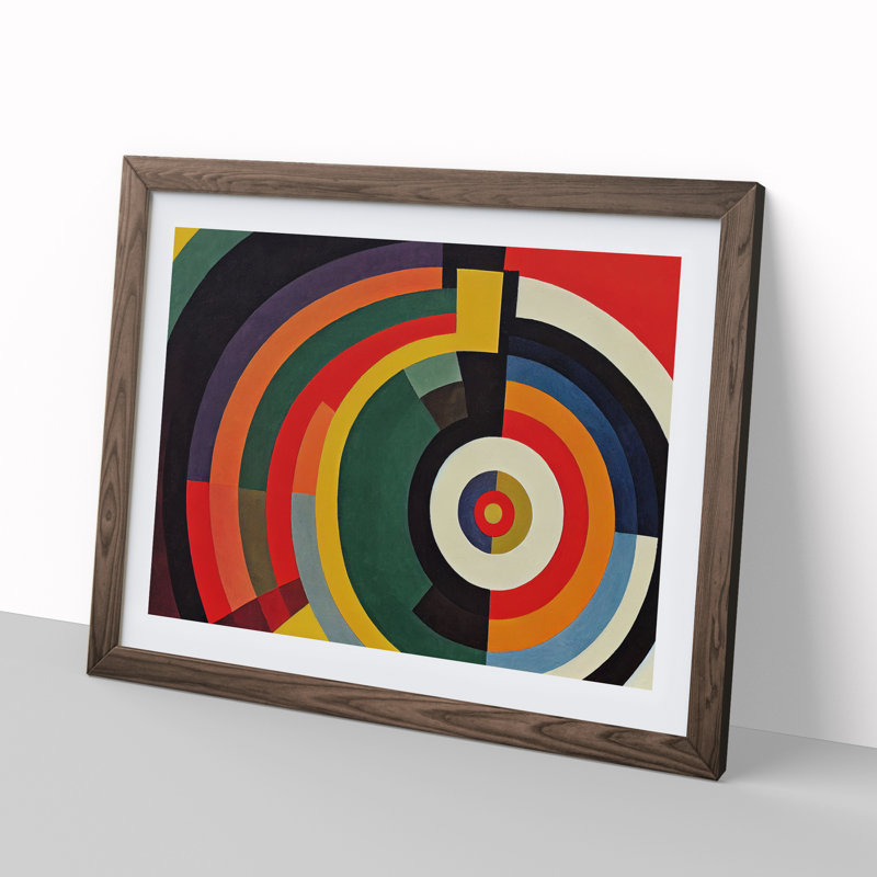 XH1022-1255X Beaming Modern Art - Single Picture Frame Print, Walnut, 34cm H x 46cm W x 2cm D