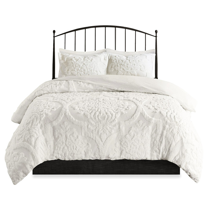 King/ King Bedroom Bedding - Cotton Chenille , , , Delightful Comforter 2 Matching Shams Included, Off White