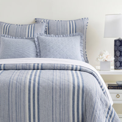 Carolina French Blue Stripe Quilt