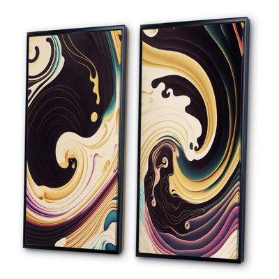 " Purple, Gold And Blue Swirl " 2 - Pieces