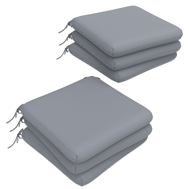 Indoor/Outdoor Square Dining Chair Cushions (Set of 6), 3" Foam Replacement Cushion, Navy Blue, 6