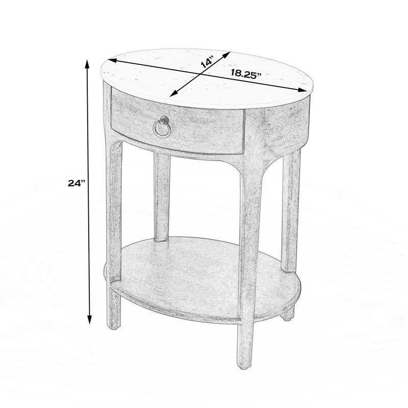 Table de chevet en marbre Exmouth, Bois naturel