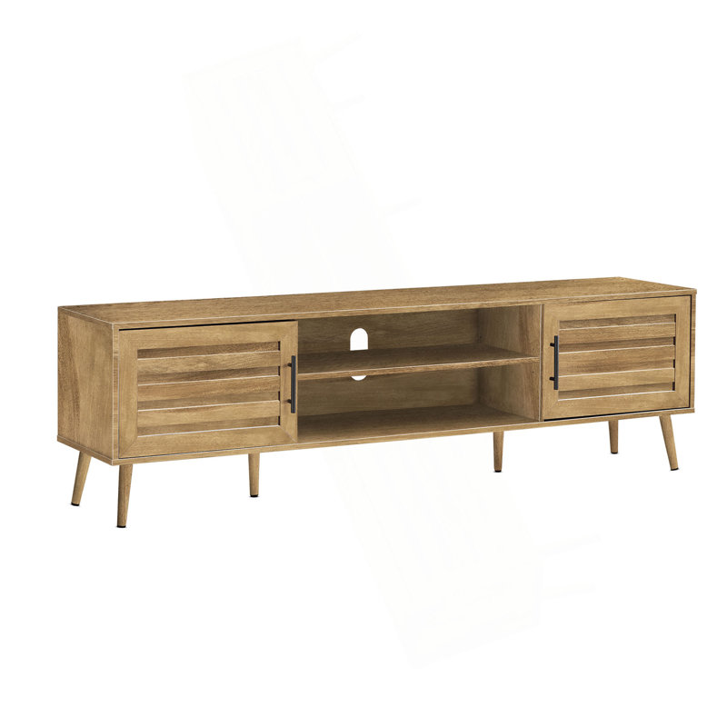 Meuble télé, console de 72 po, meuble multimédia, meuble de rangement, Walnut