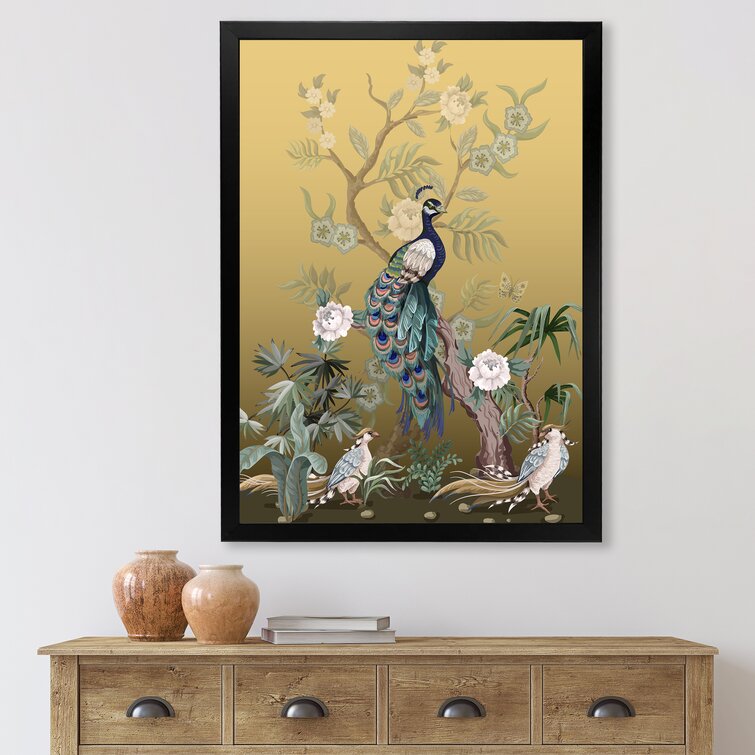 Bless international Chinoiserie With Birds And Peonies VI Framed