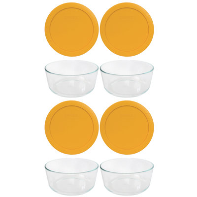 Pyrex (4) 7203 7-Cup Glass Bowls & (4) 7402-PC 6/7