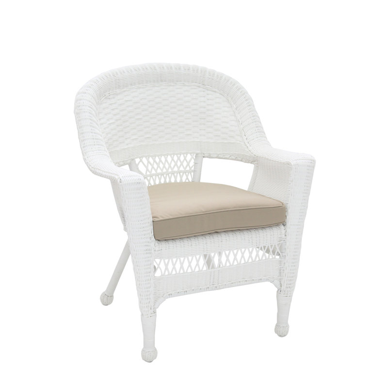 Chaise de patio avec coussins, Brun clair, Blanc