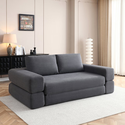 Canapé-lit convertible de 81 pouces avec support en mousse haute densité, canapé de plancher pliant 3-en-1 pour le salon, la chambre à coucher ou le salon.