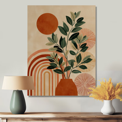 Green And Terracotta Minimalism Sage Elegance - Botanicals Canvas Wall Art, Green Botanical Framed Wall Art