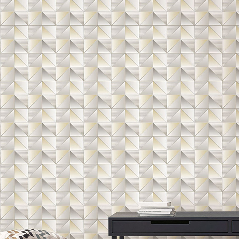 Geometrix 25.4m x 52.8cm Satin Wallpaper Roll, Cream/Silver