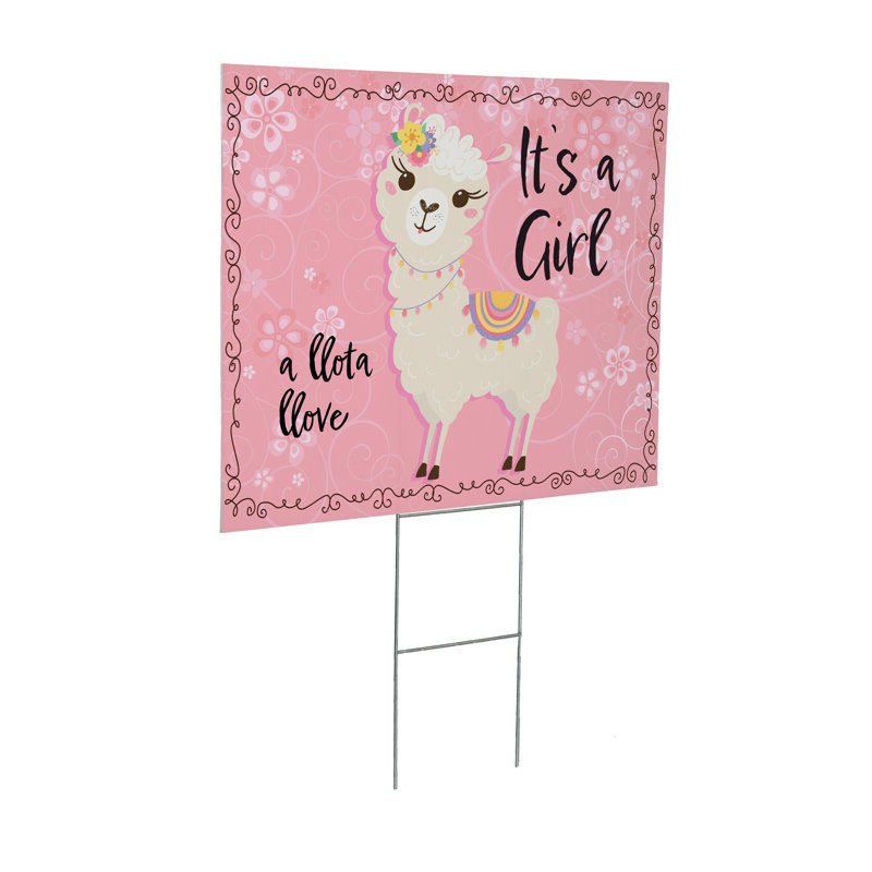 It's a Girl Baby Alpaca Yard Sign