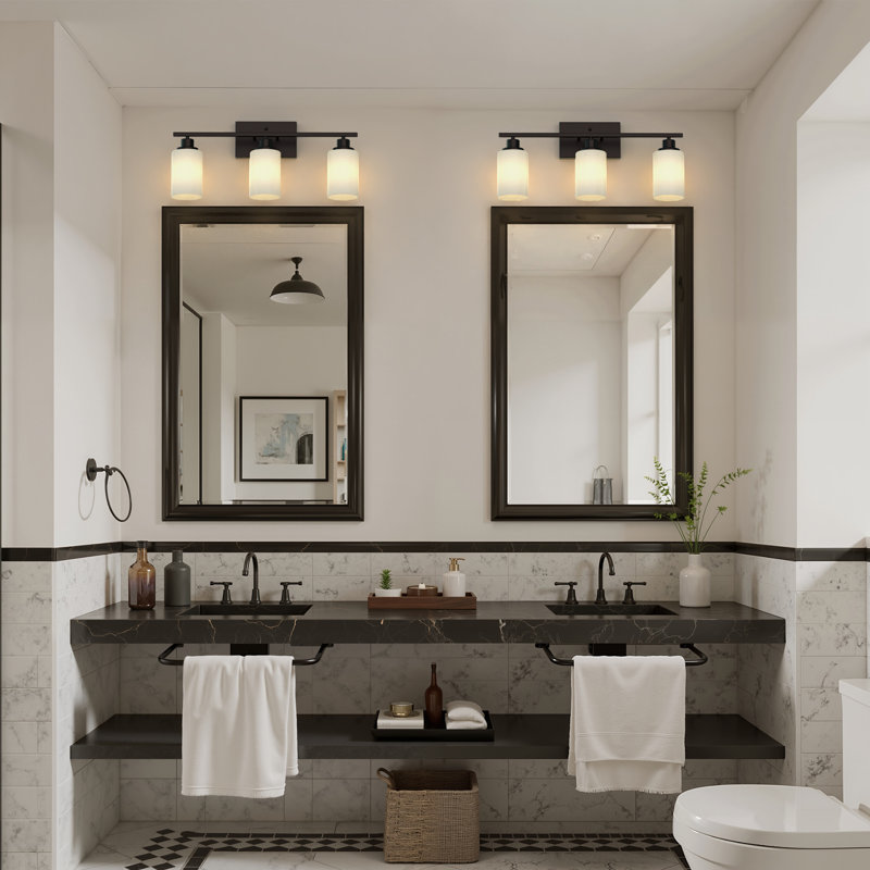 3 - Light Modern Vanity Light With Milk White Shade