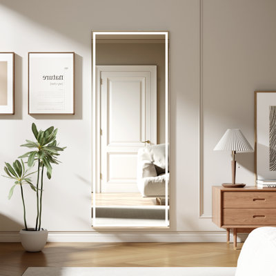 Miroir à DEL pleine longueur 71 po x 28 po avec miroir de plancher mural et miroir autoportant pleine grandeur à 3 couleurs d'éclairage