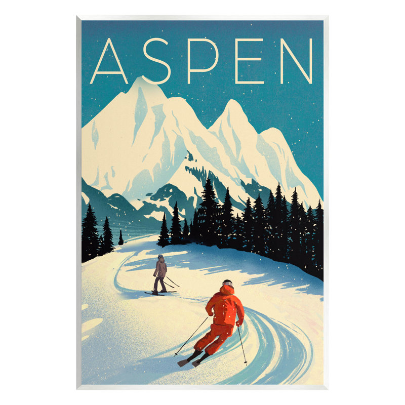 Art mural de la scène de ski Aspen Winter par Ziwei Li, H 15 po x l 10 po x P 0,5 po