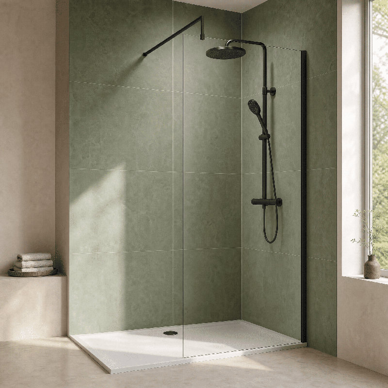 900 mm W Walk In Semi-Frameless Wet Room Glass Screens