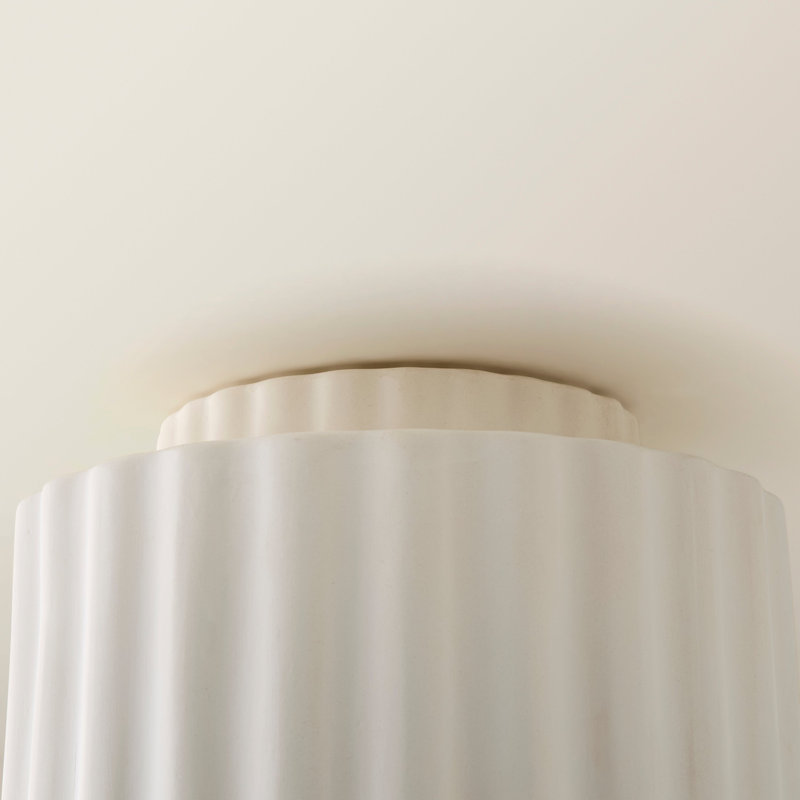 Ceramic Flush Mount, White, With Bulb