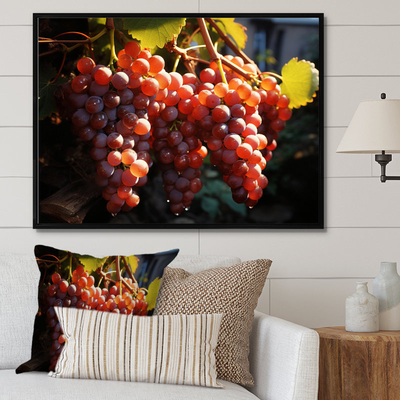Scenic Vineyard Golden Harvest, H 34 po x l 44 po x P 1,5 po, Cadre flottant noir